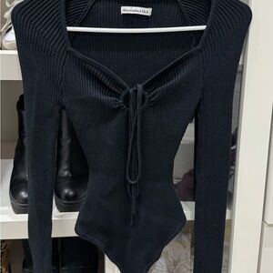 Abercrombie & Fitch Black Long Sleeve Bodysuit